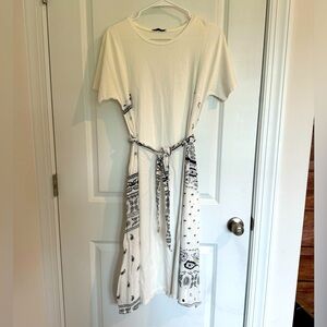 🖤🌹Zara Boho Size S White Dress with Waist Strap